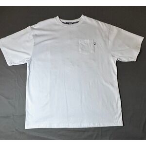 DGK Mens XL White Pocket T-Shirt Embroidered Cherry Blossom Mountain Graphic